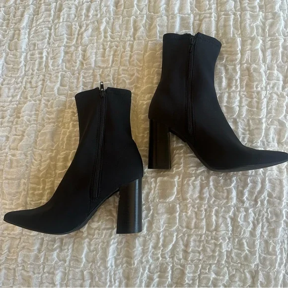 Jeffrey Campbell Siren Bootie Black Neoprene Pointed Toe Heel Booties 7 - Picture 4 of 13